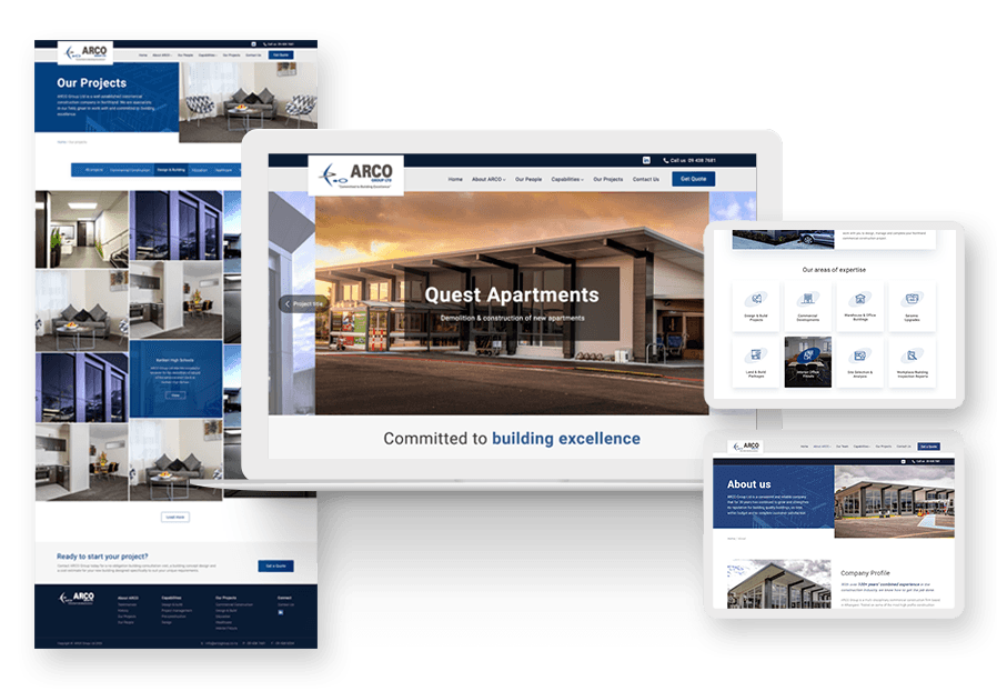Www.bosmanreotchy created the website for construction company ARCO to present their services
